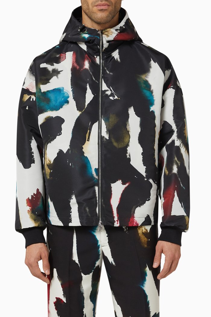 

Watercolour Graffiti Windbreaker in Recycled Polyfaille, Multicolour