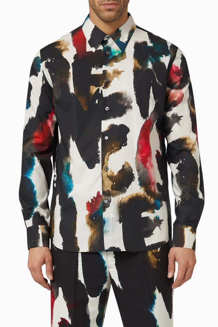 

Watercolour Graffiti Shirt in Organic Poplin, Multicolour