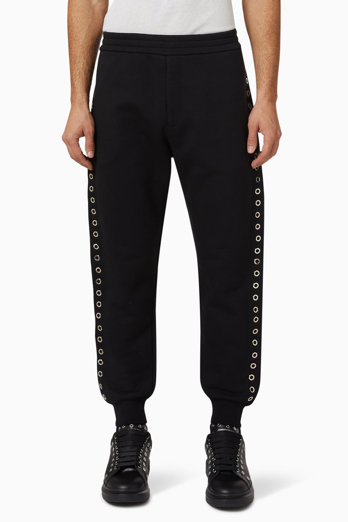 

Eyelets Sweatpants in Organic Loopback-jersey, Black