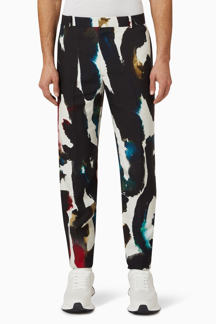 

Watercolour Graffiti Tapered Pants in Viscose, Multicolour