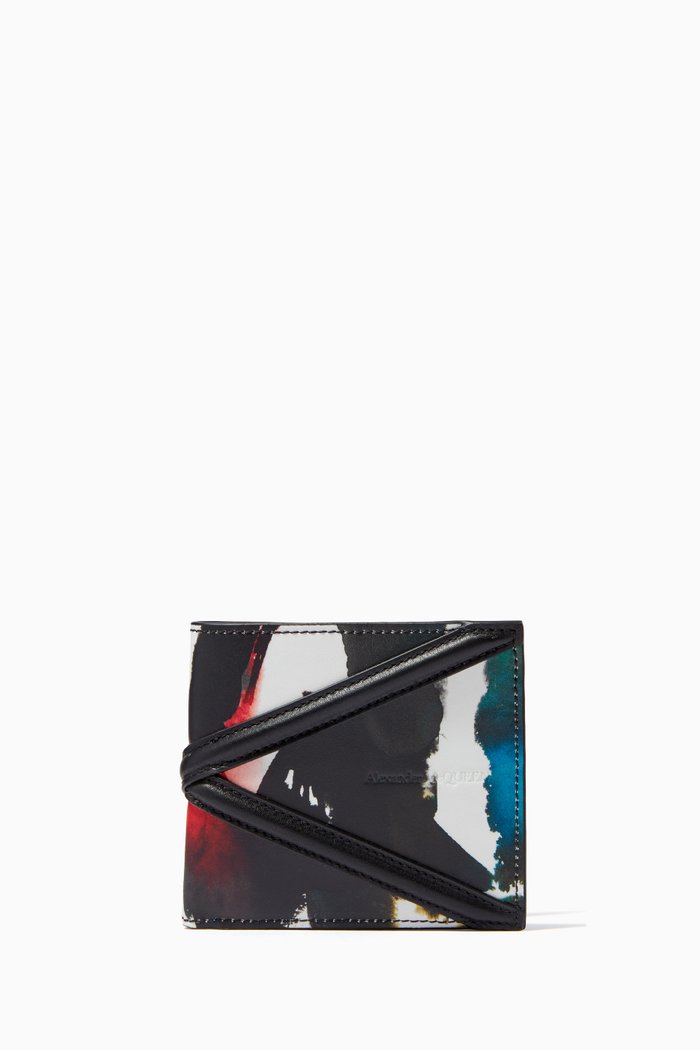 

Watercolour Graffiti The Harness Billfold Wallet in Calf Leather, Multicolour