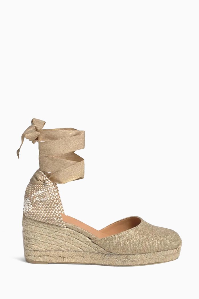 

Carina 60 Wedge Espadrilles in Linen, Gold