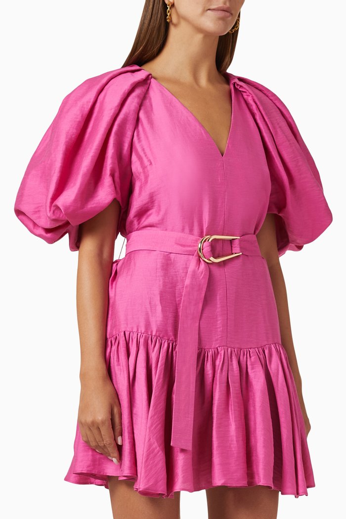 

Wheatland Dress in Linen Viscose Blend, Purple
