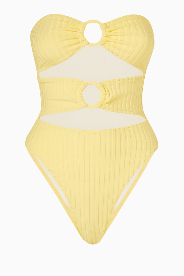 Ariana Swimsuit in Ribbed Knit, Yellow