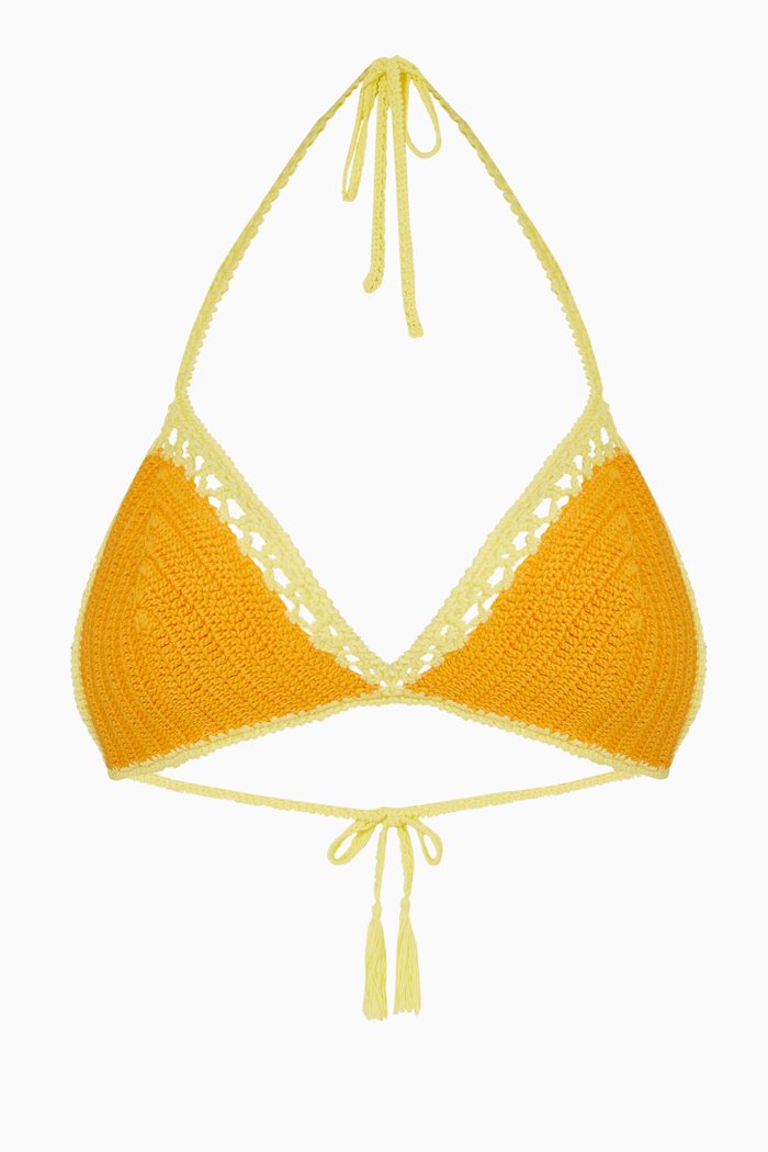 

The Iris Bikini Top in Cotton Crochet, Orange