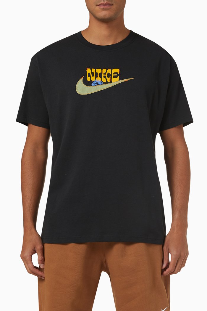 Logo T-shirt in Cotton Blend, Black