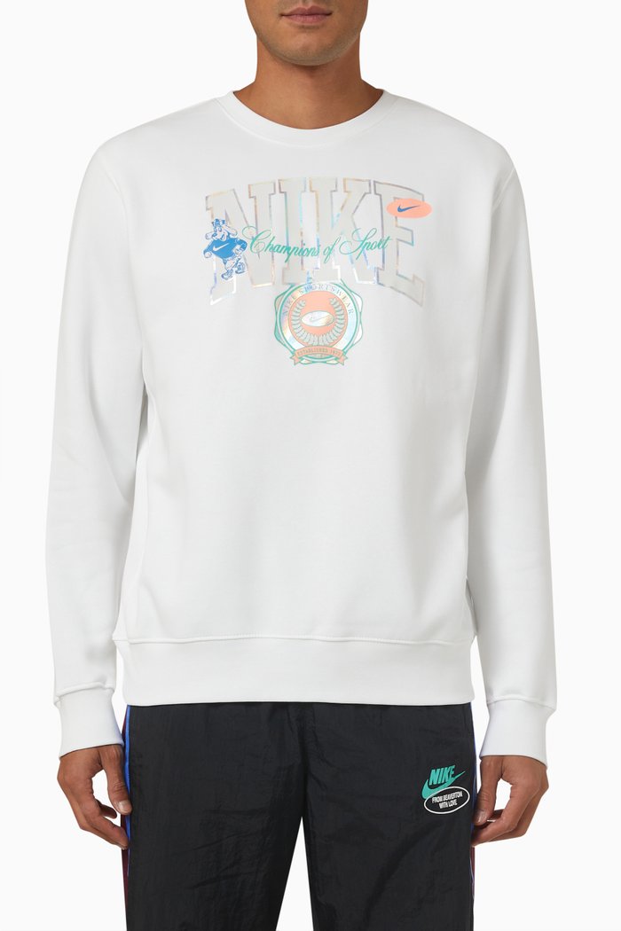 

Varsity Sweatshirt in Fleece, White