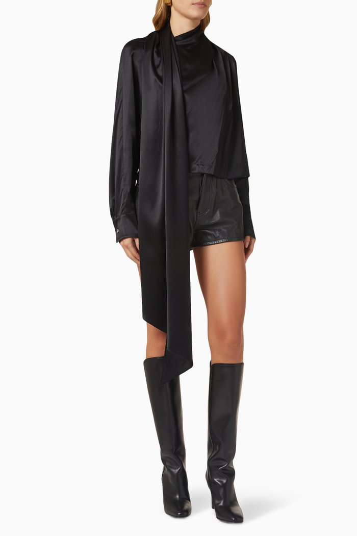 

Scarf Blouse in Satin, Black