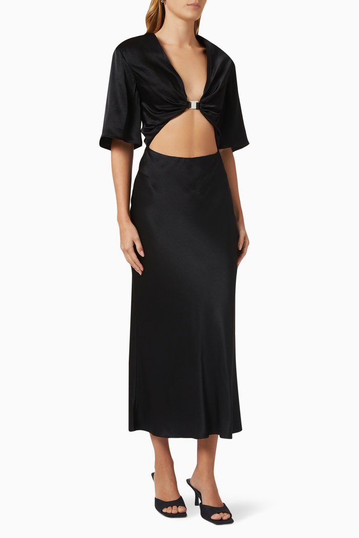 

Cut-out Dress in Satin, Black