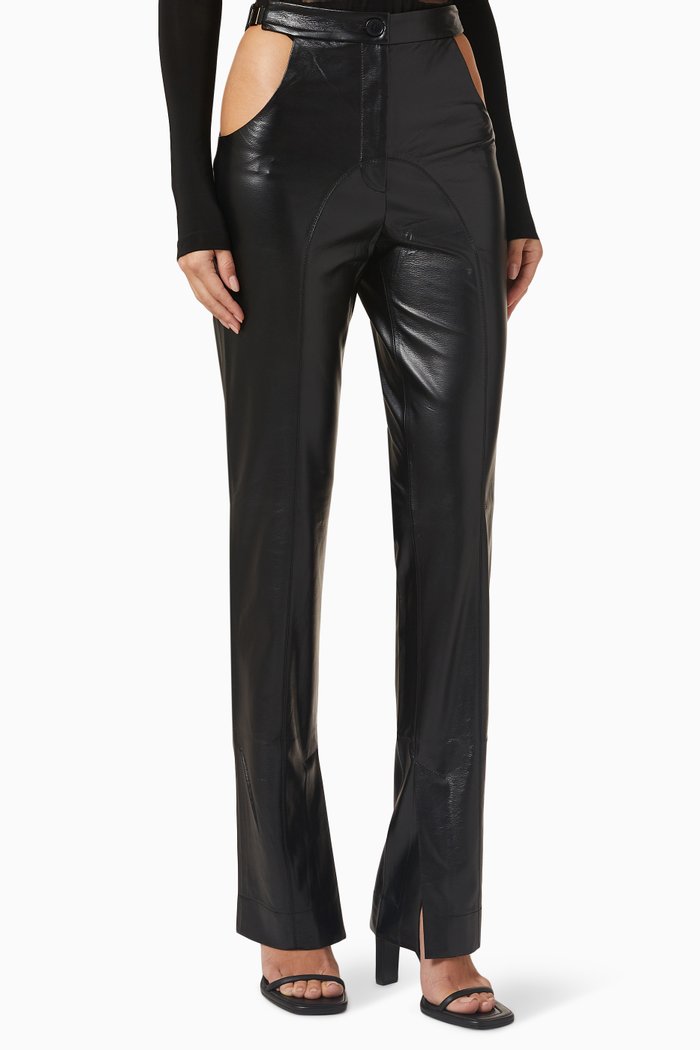 

Cut-out Pants in Eco Leather, Black
