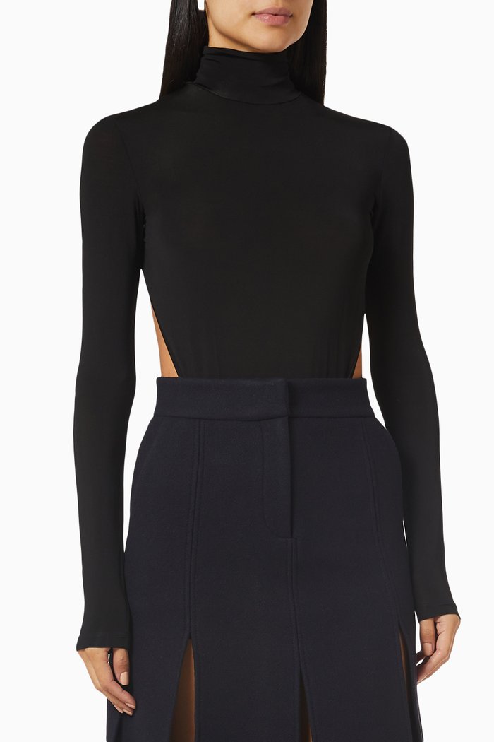 

Open Back Turtleneck Bodysuit, Black