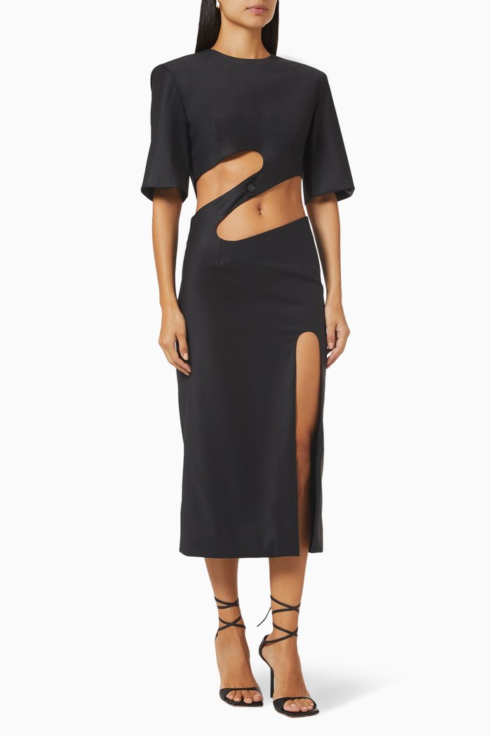 

Cut-out Midi Dress, Black