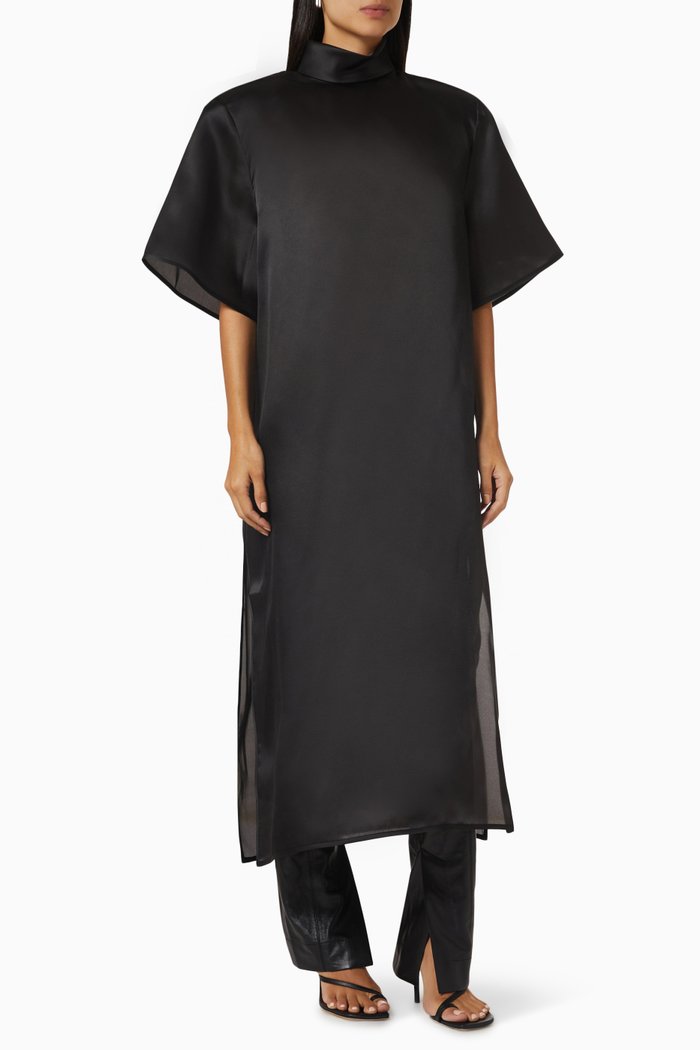 

Sheer High Neck Tunic, Black