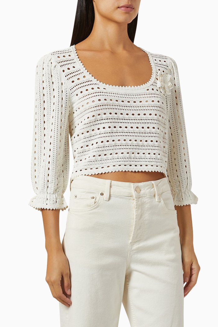 

Pointelle Sweater in Viscose, White