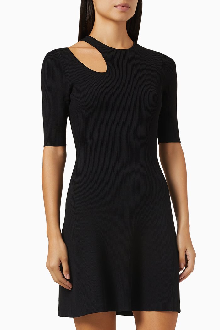 Riviana Cut-out Dress in Viscose Knit, Black