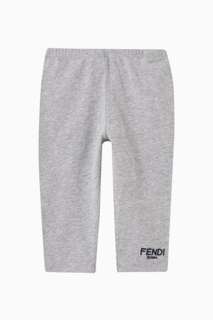 

Embroidered Logo Leggings in Cotton Jersey, Grey