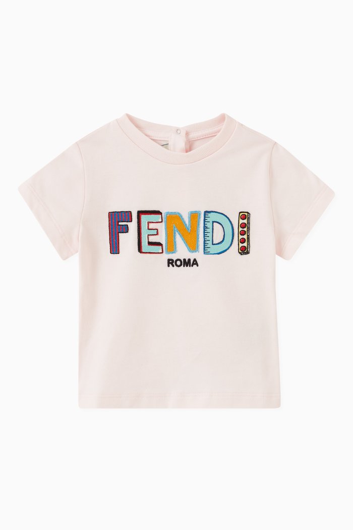 

Embroidered Logo T-shirt in Cotton Jersey, Pink