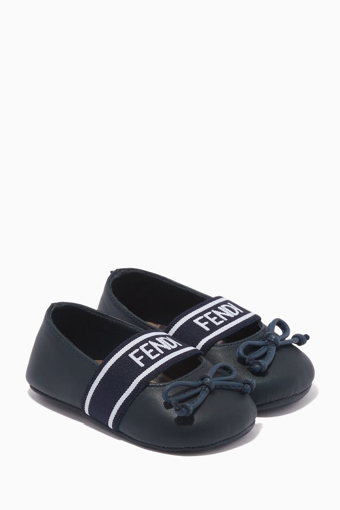 

Logo Ballerina Shoes in Leather, Blue