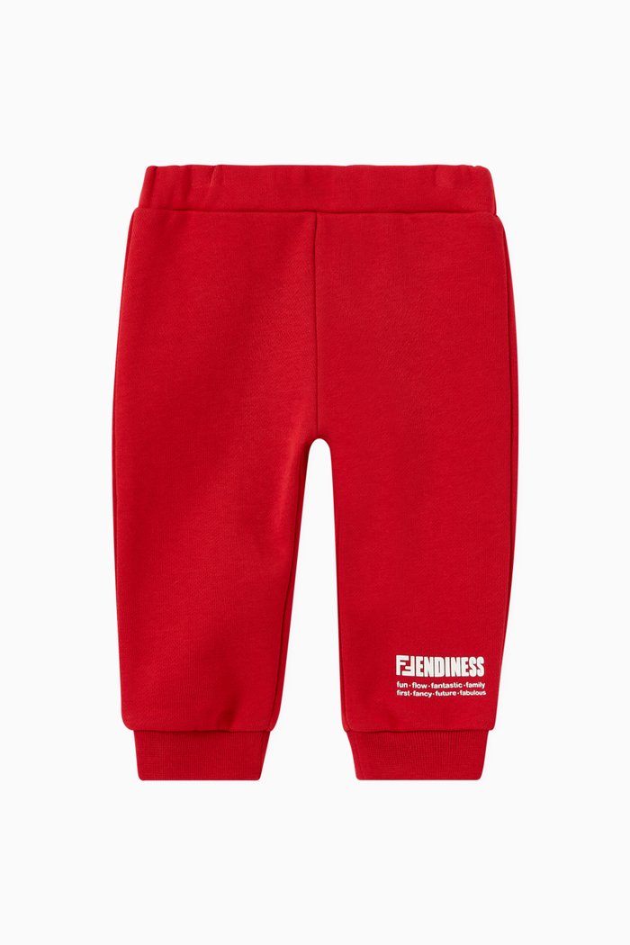 

Fendiness Logo Sweatpants in Cotton Fleece, Red