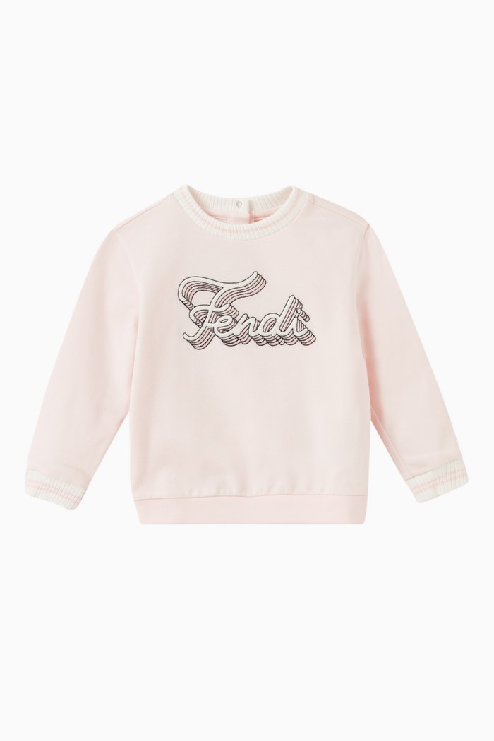 Italic Logo Embroidered Sweatshirt in Cotton, Pink