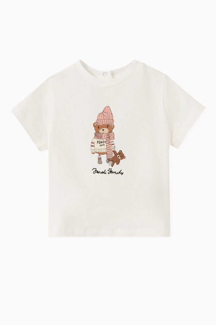 

Teddy Winter Print T-shirt in Cotton Jersey, White