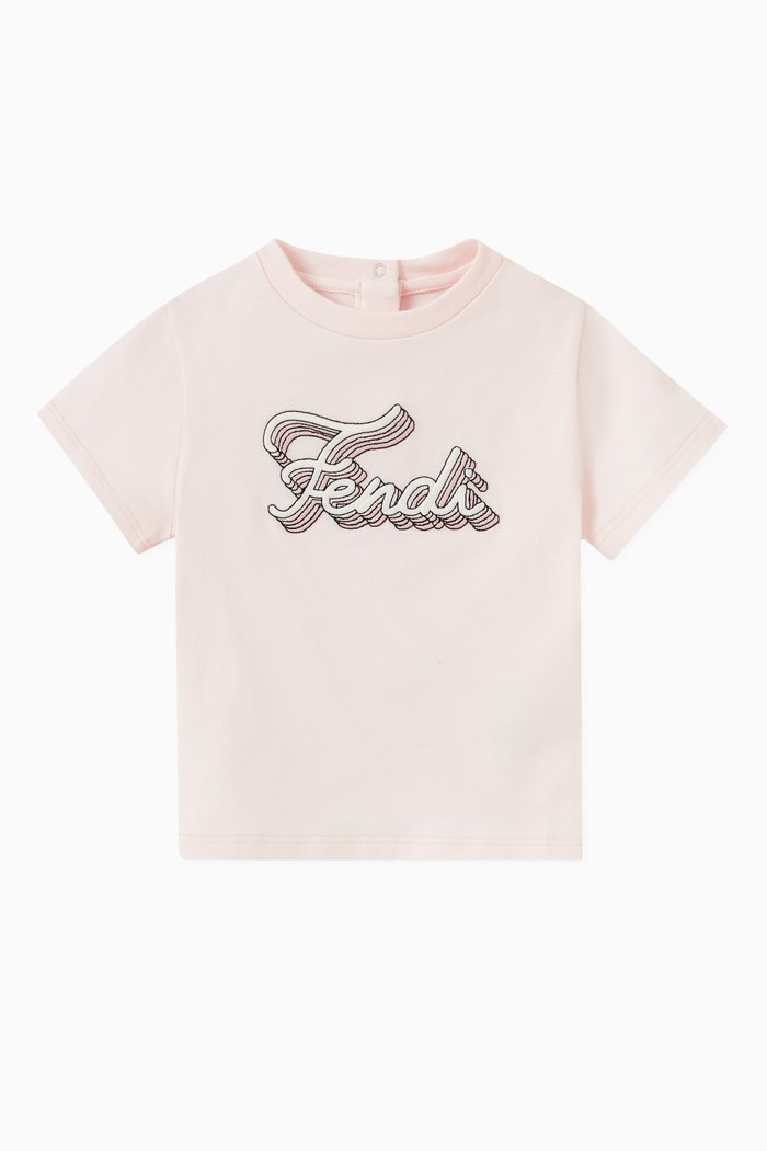 

Italic Logo Embroidered T-shirt in Cotton Jersey, Pink