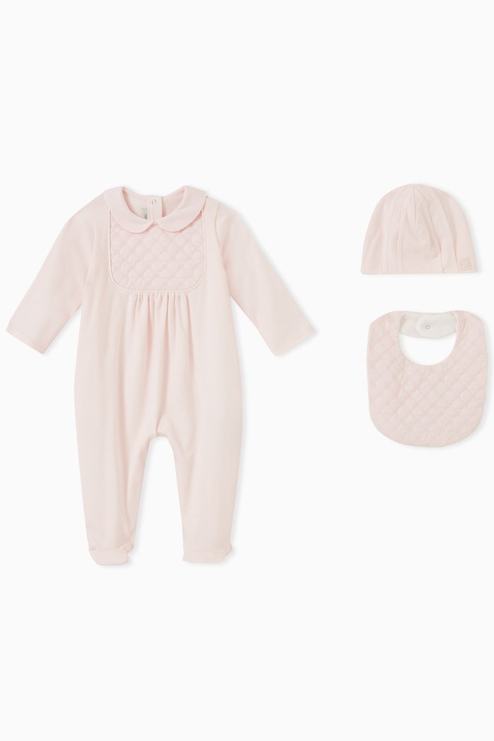 

Quilted Sleepsuit Set in Cotton, Pink