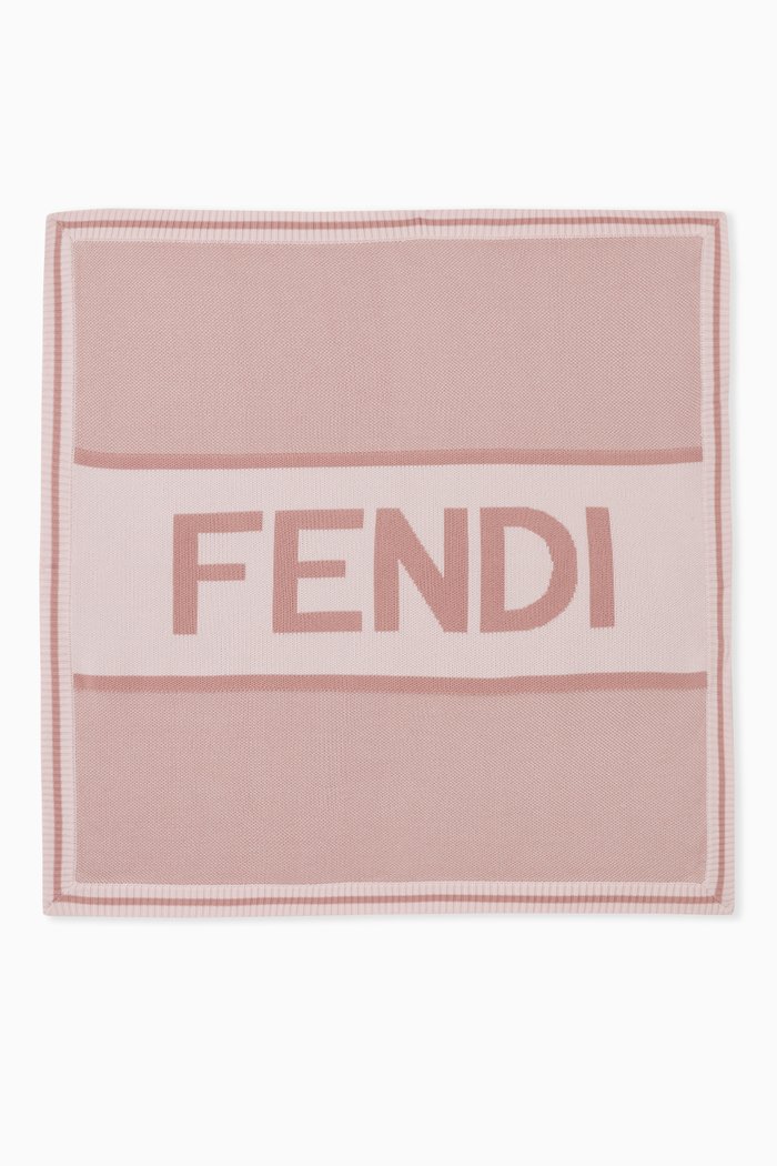 

Macro Logo Blanket in Cashmere & Cotton, Pink