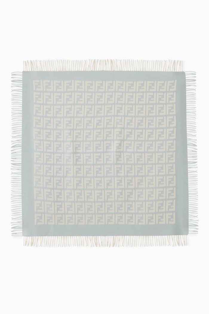 

FF Fringe Blanket in Wool & Cashmere, Blue