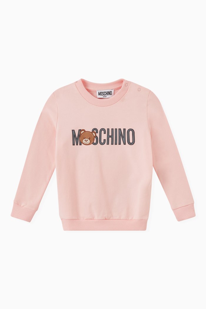 Logo Print Sweatshirt in Cotton, Pink