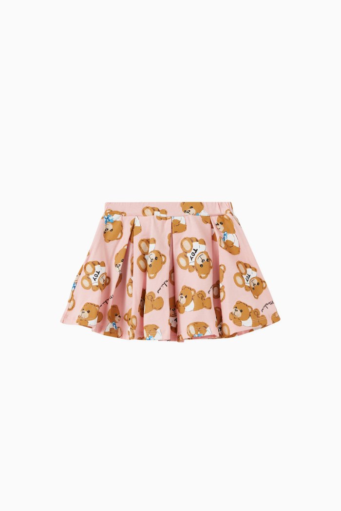 

All-over Teddy Toy Logo Skirt in Cotton Jersey, Pink