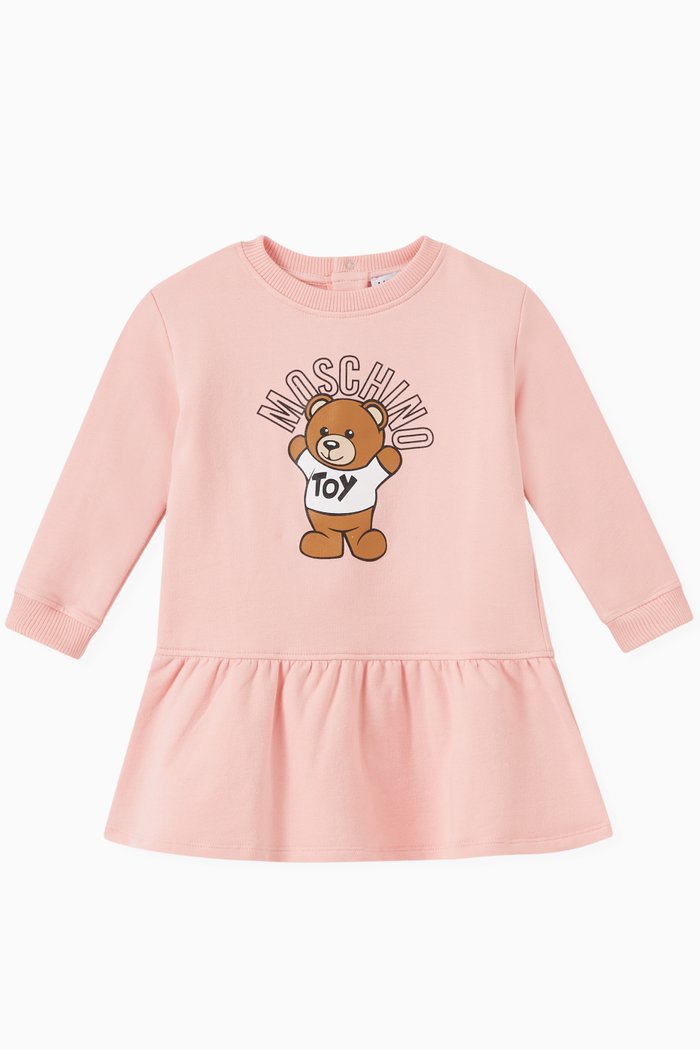 

Teddy Bear Print Dress in Jersey, Pink