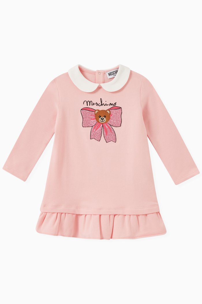 

Bow and Teddy Print Dress in Jersey, Pink