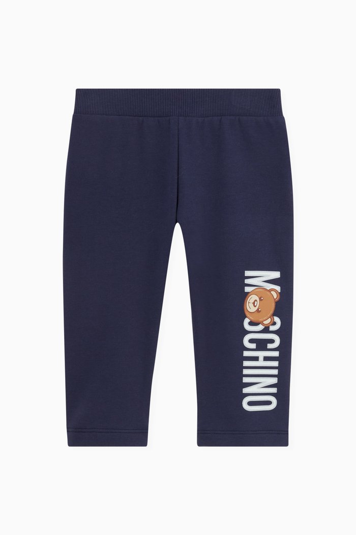 

Logo & Teddy Print Sweatpants in Cotton Jersey, Blue