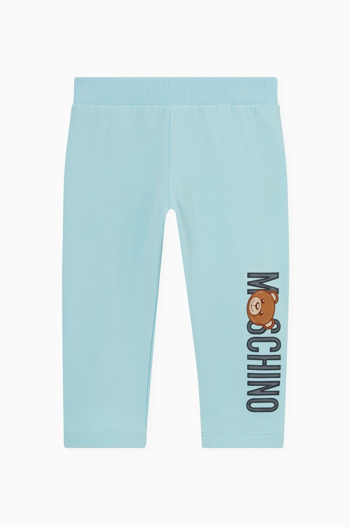 

Logo & Teddy Print Sweatpants in Cotton Jersey, Blue