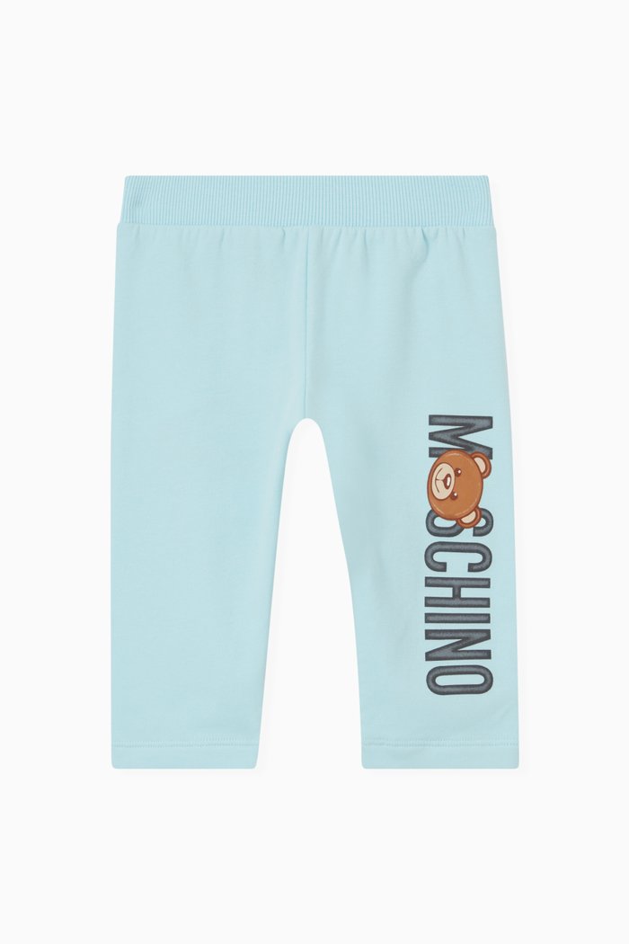 

Logo & Teddy Print Sweatpants in Cotton Jersey, Blue