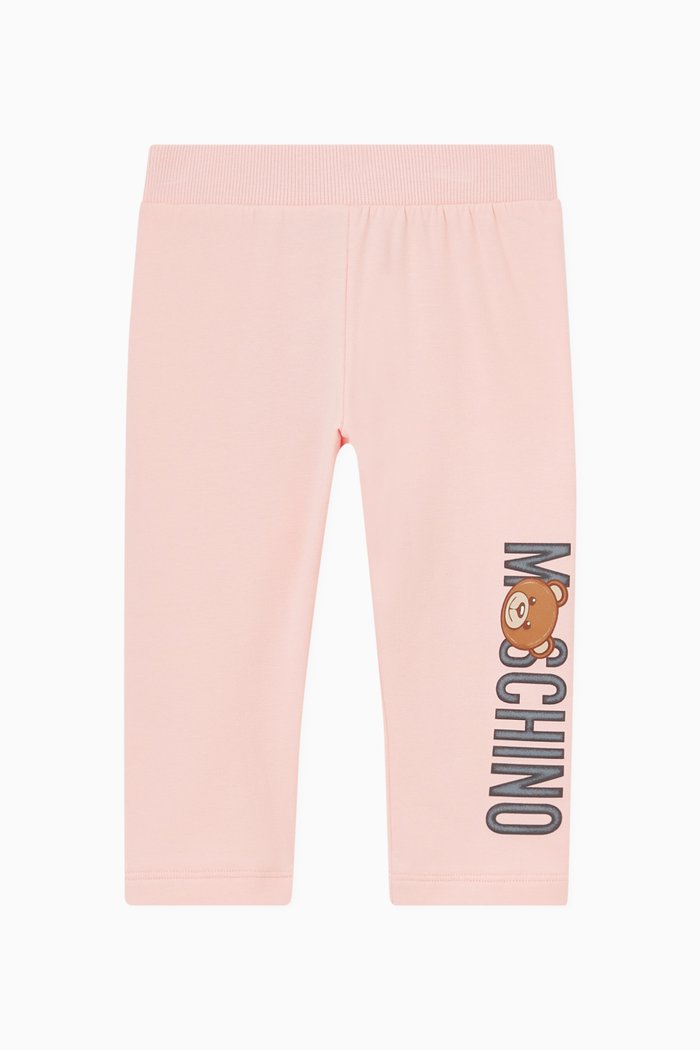 

Logo & Teddy Print Sweatpants in Cotton Jersey, Pink