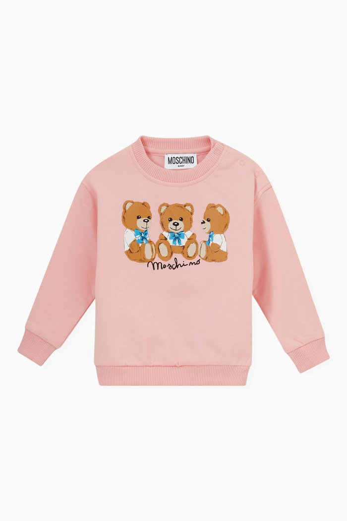 

Teddy Bear Print Sweatshirt in Cotton, Pink