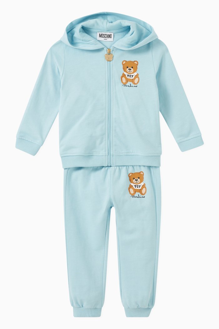 

Teddy Toy Logo Print Tracksuit in Cotton Jersey, Blue