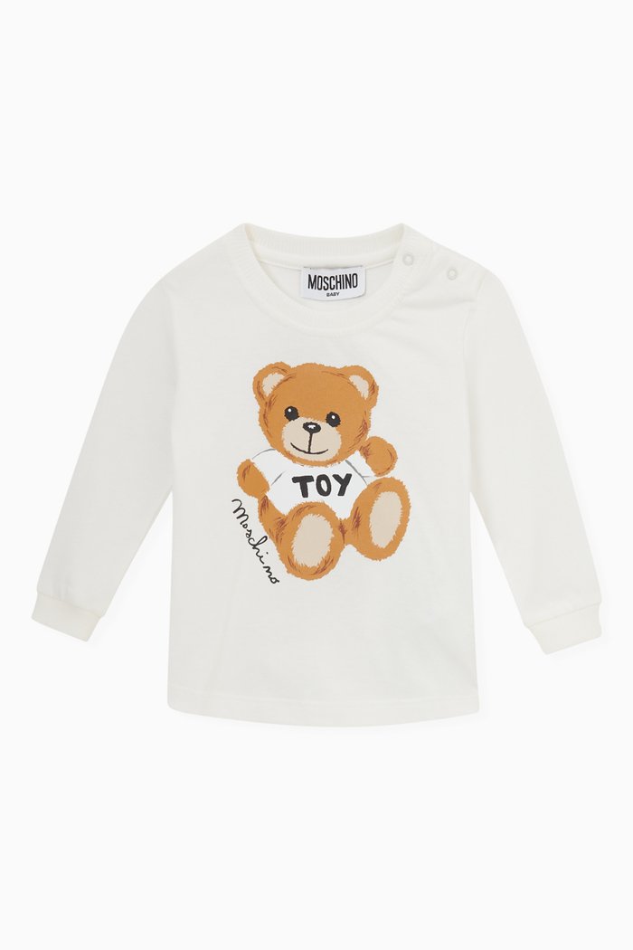 

Teddy Bear Print T-Shirt in Jersey, White