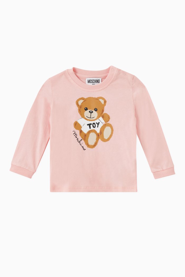

Logo & Teddy Toy Print T-shirt in Cotton Jersey, Pink
