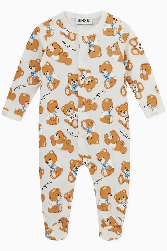 

Teddy Print Pyjama in Cotton, White