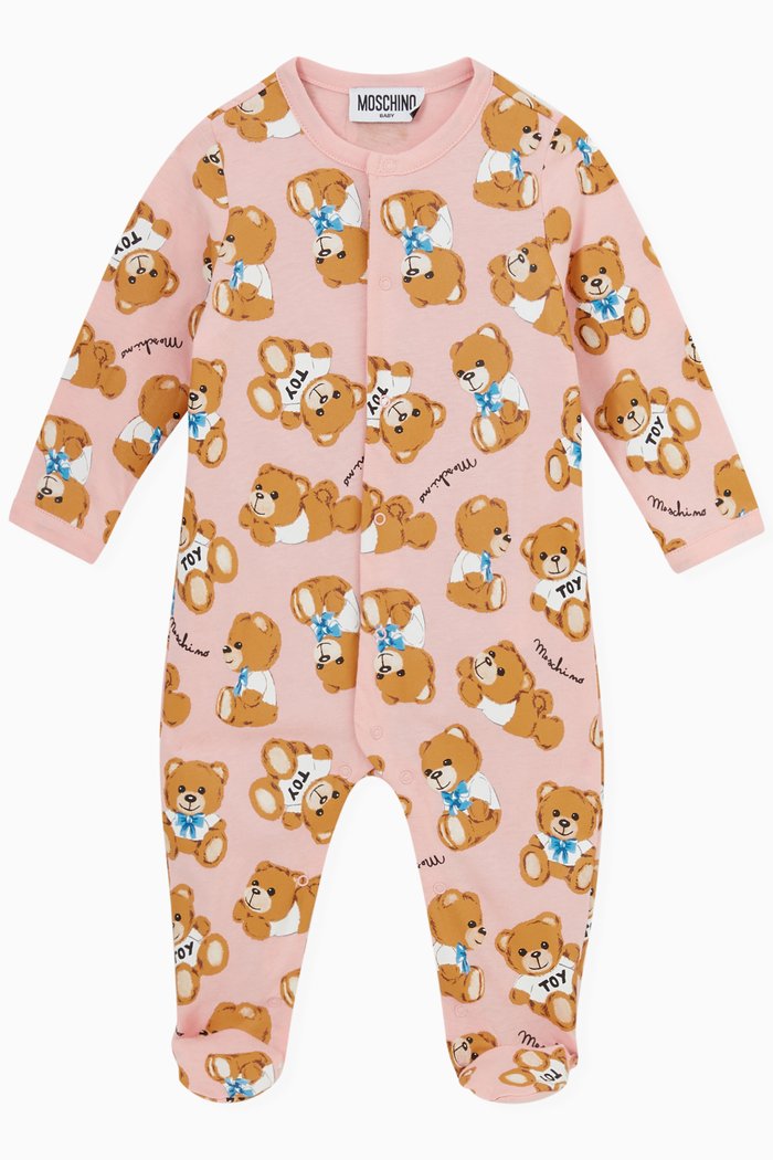 

Teddy Bear Print Pyjama in Cotton, Pink