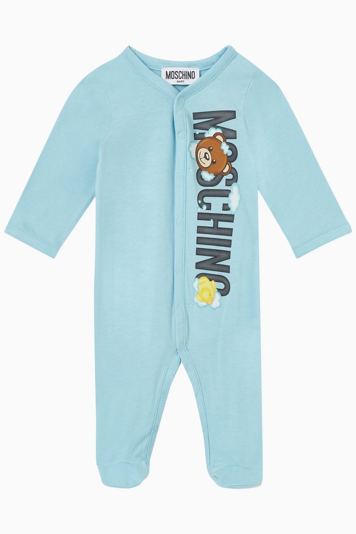 

Logo Print Sleepsuit in Cotton, Blue