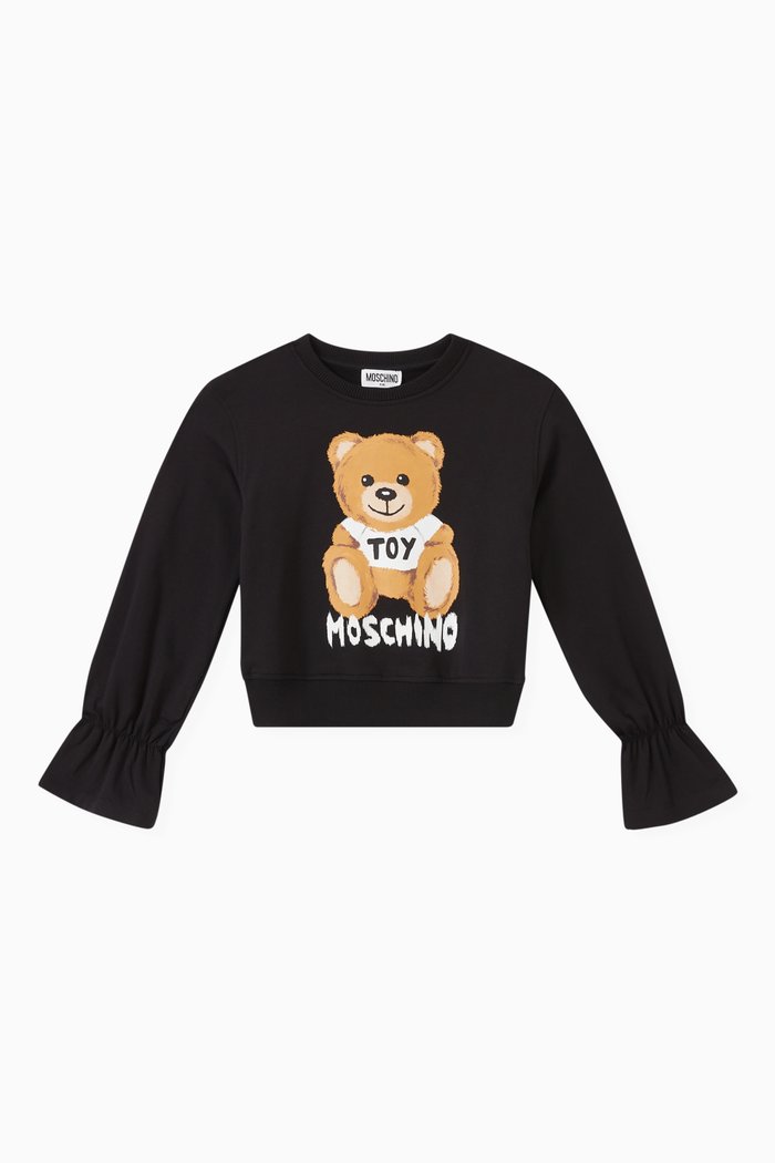 

Teddy Print Sweatshirt in Jersey, Black
