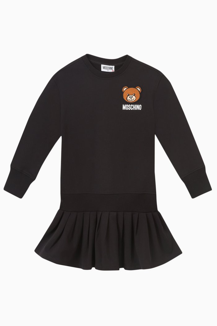 

Teddy Bear Logo Dress in Cotton, Black