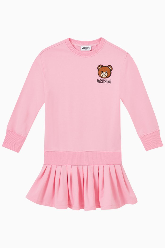 

Teddy Bear Logo Dress in Cotton, Pink