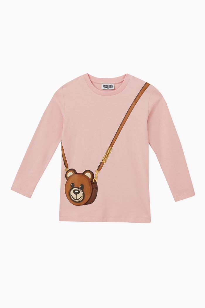 

Teddy Bag Printed T-shirt in Cotton, Pink