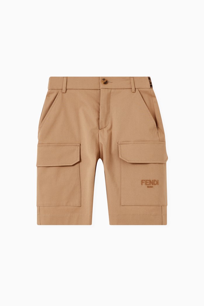 

Logo Bermuda Shorts in Cotton Gabardine, Neutral