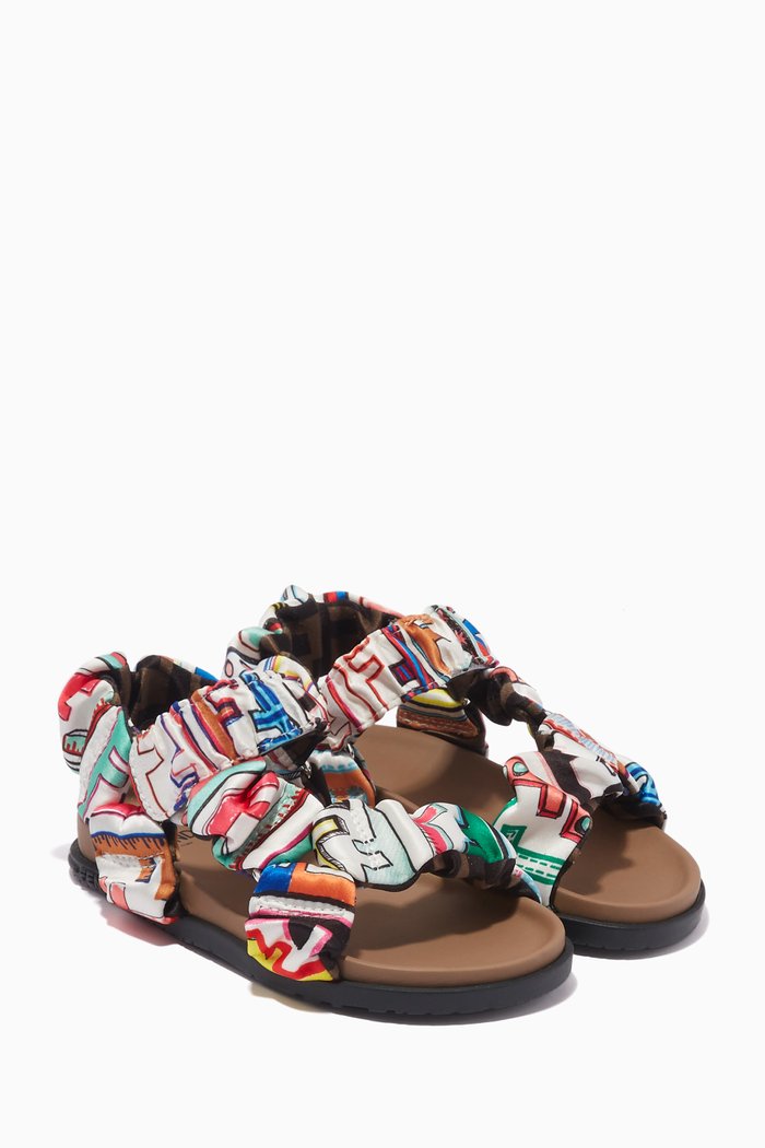 

FF Logo Sandals in Satin, Multicolour